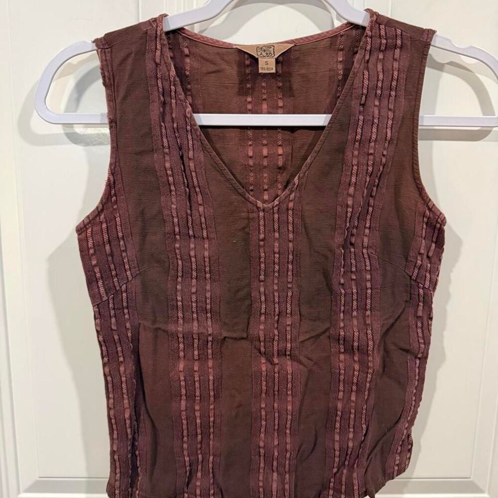 Unbranded Women's Brown and Burgundy Top